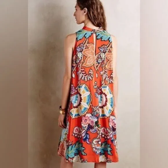 Anthropology 100% Silk Larkhill Swing Dress by Maeve, Size Medium - Picture 8 of 9